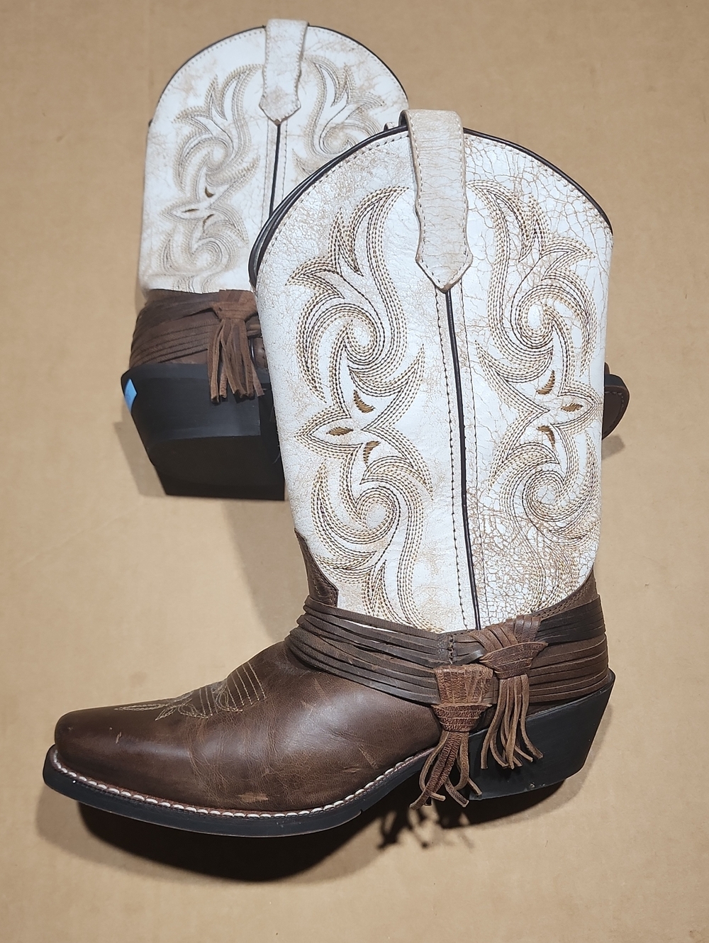 Laredo Ladies Myra Brown & Sand White Western Boots Sz 8.5